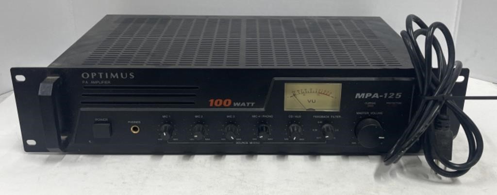 (R) Optimus MPA-125 100 Watt Amplifier. 19 x 12 x
