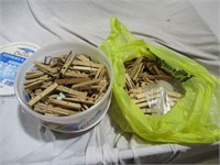 large lot of clothespins