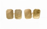 Mid C. 9ct rose gold cufflinks
