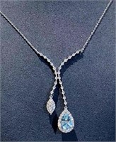 2ct Aquamarine Diamond Necklace 18K Gold