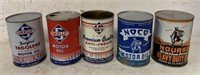 5 Skelly & Nourse product empty qt. cans