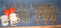 LOT - GLASSWARE - SUNDAE GLASSES, MUGS, ETC.