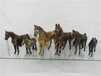 6 LARGE METAL HORSES: