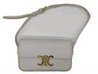 White Smooth Leather Half-Flap Underarm Bag