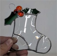 Beveled Christmas stocking handmade stained glass