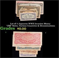 Lot of 5 Japanese WWII Invasion Money "JIM" Notes,