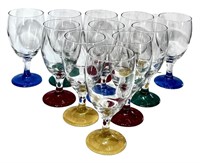Stunning Water Goblets w/ Colored Stems
