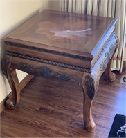 Solid wood inlaid end table