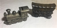 Pair of Metal Locomotive and Wagon