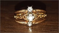 Antique 14 Kt gold & diamond wedding ring 6 grams