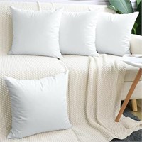 Faylapa 4Pcs White Canvas Cotton Pillow Covers,18
