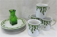 Lunch Plates & Coffee Cups- Crackle + Sm Pitcher