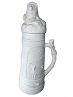 Large ceramic bisque stein with lid. Ready