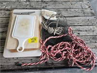 CUTTING BOARDS, FISH BASKET, ROPE