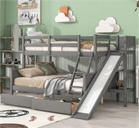 Hearth and Haven Twin Over Full Bunk Bed With 2 Dr