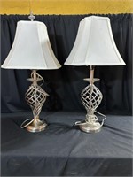 Pair of Silver Metal Base Lamps