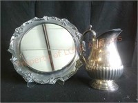 Silver Mirror & Pitcher