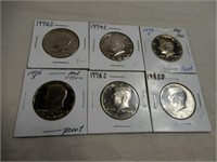 6 PROOF KENNEDY HALF DOLLARS