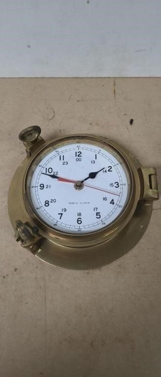 Brass Wall Clock. Port Hole Style. Battery