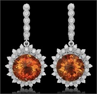 AIGL 14.79 Cts Natural Citrine Diamond Earrings