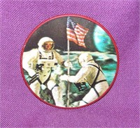 Vint. first man on the moon 3D pin back button