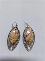 Mookaite Jasper Stone Marked 925 Earrings- 22.3g