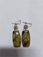 Atlantisite Marked 925 Earrings-14.5g w/ Stone