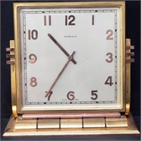 Vintahe brass art deco Tiffany & co table clock