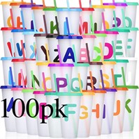 100pc Lettered 24 OZ Tumbler with Straw and Lid