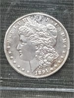 1891 Morgan US silver dollar (drilled)
