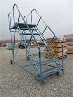 Blue Industrial Shop Rolling Ladder