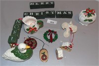 Christmas Decoration - china and wooden pieces