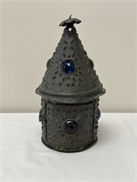 Copper Pierced Lantern with Chuck Jewel Glass