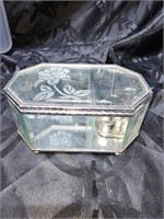 Vintage Glass Musical Jewelry box