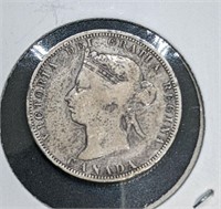 1880 Canadian Sterling Silver 25-Cent Quarter Coin