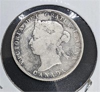 1882 Canadian Sterling Silver 25-Cent Quarter Coin