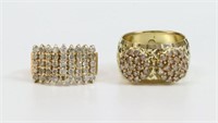 (2) 14K DIAMOND CLUSTER RINGS