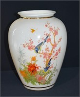 Hand Painted Glass Boquet Vase 9.5"h