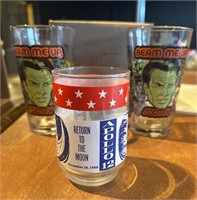 2 Star Wars &  Apollo 12 drinking glasses