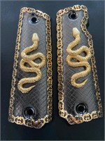 Custom 1911 Grips - Gold Plated - Gucci Snake