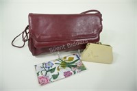 Ladies Leather Coin Bag, Burgundy Clutch Purse