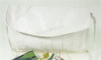 Ladies White Shoulder Clutch Purse & Handkerchiefs