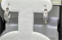 White sapphire baguette earrings