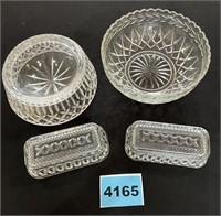 Misc. Pc's Glassware, Dog Bowl, Butter Dish Covers