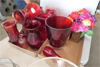 2 Flats of Red Vases