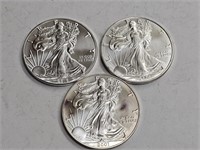 Trio of American Silver Eagles