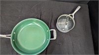 small pot with lid and large pan good for camping
