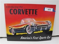 Tin Corvette Sign - 16x12