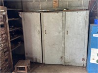 Wooden Cabinet with contents