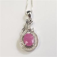 $400 Silver Ruby 28"  Necklace